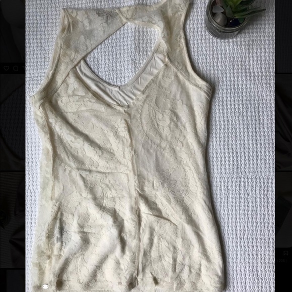Cream Guess Lace Tank Top - Picture 2 of 3